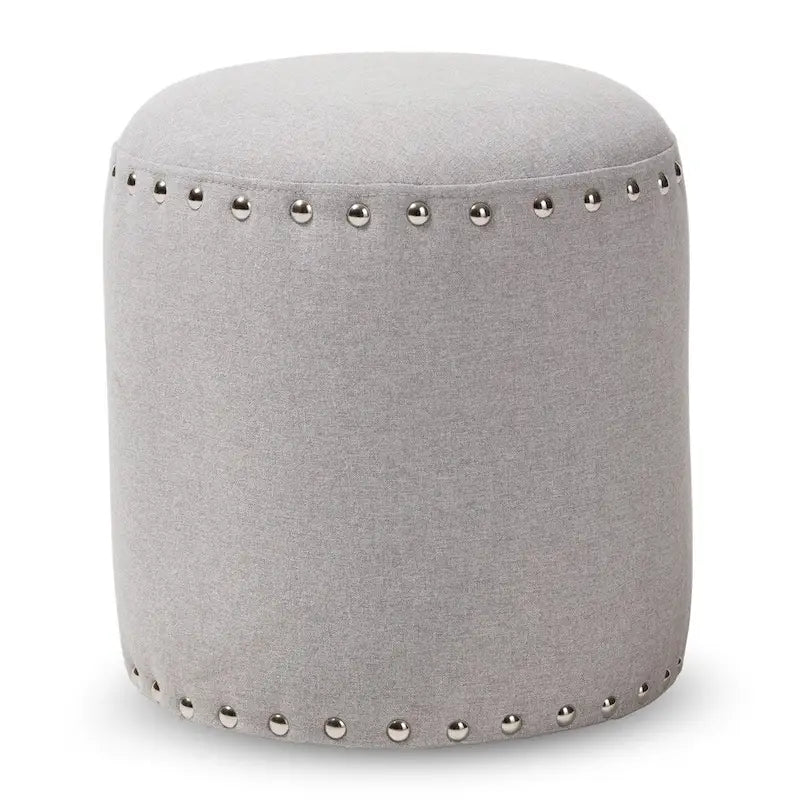 Rosine, ottoman en tissu garni de clous, style moderne et contemporain