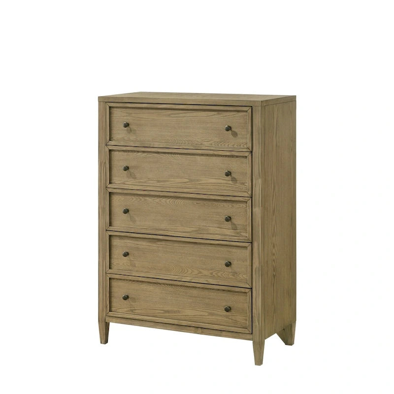 Ensemble de chambre à coucher Newell 6 pièces avec lit à baldaquin et plateforme, rembourré, brun clair