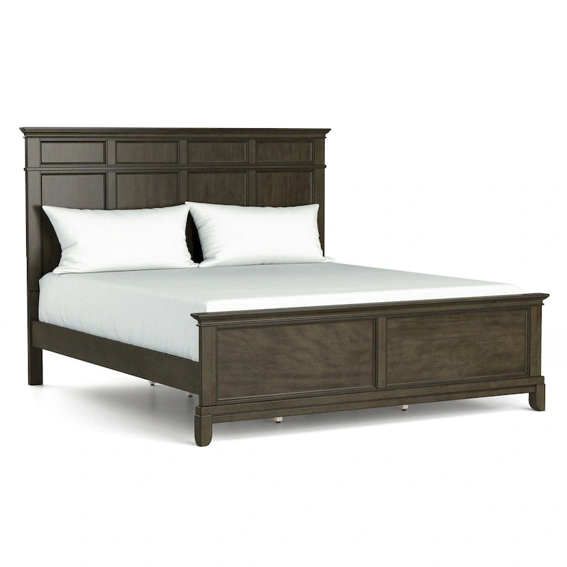 Ensemble de chambre à coucher 6 pièces avec panneau en bois gris traditionnel Evva