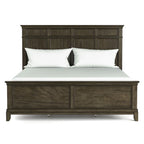 Ensemble de chambre à coucher 6 pièces avec panneau en bois gris traditionnel Evva