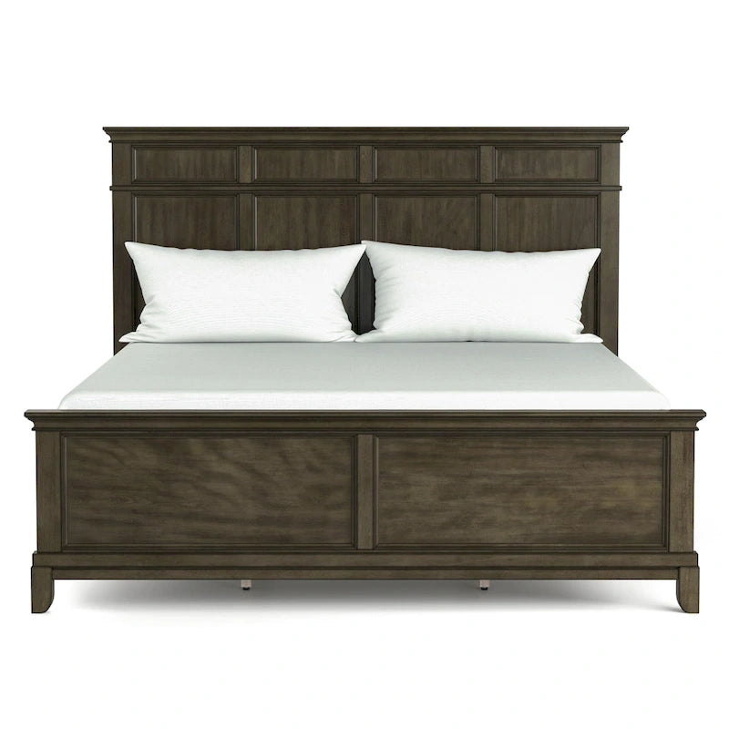 Ensemble de chambre à coucher 6 pièces avec panneau en bois gris traditionnel Evva