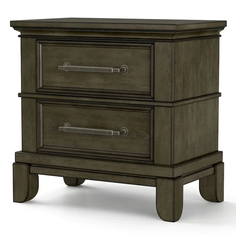 Ensemble de chambre à coucher 6 pièces avec panneau en bois gris traditionnel Evva