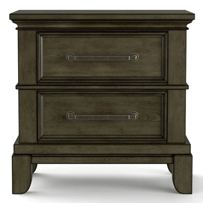 Ensemble de chambre à coucher 6 pièces avec panneau en bois gris traditionnel Evva