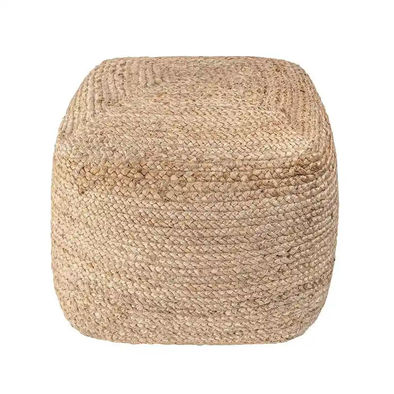Pouf ottoman Nuloom tressé en jute massif