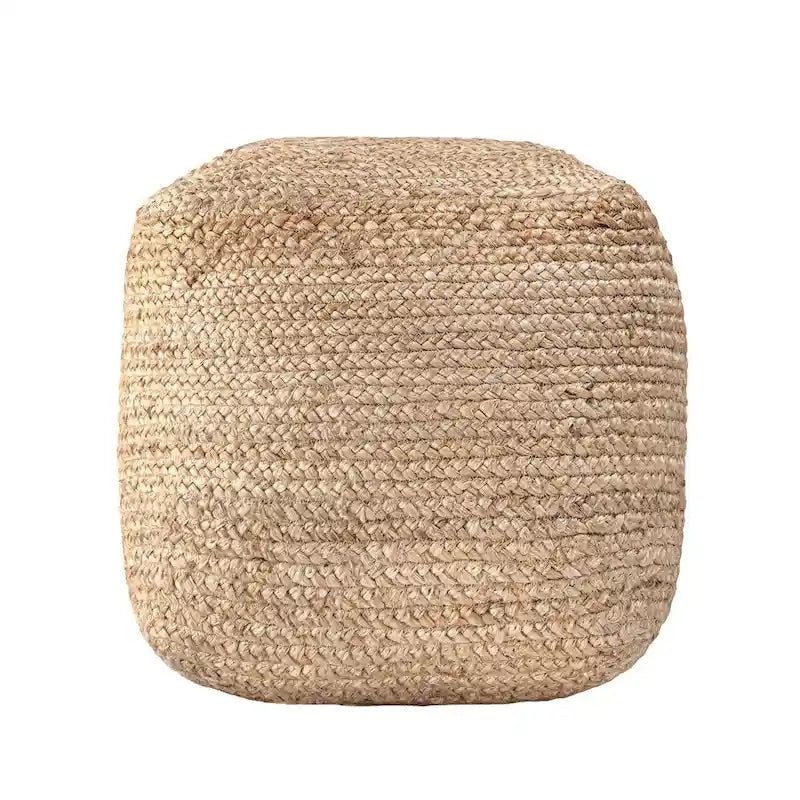 Pouf ottoman Nuloom tressé en jute massif
