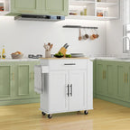 HOMCOM Îlot de cuisine avec rangement, Chariot de cuisine roulant avec prises CA et ports USB