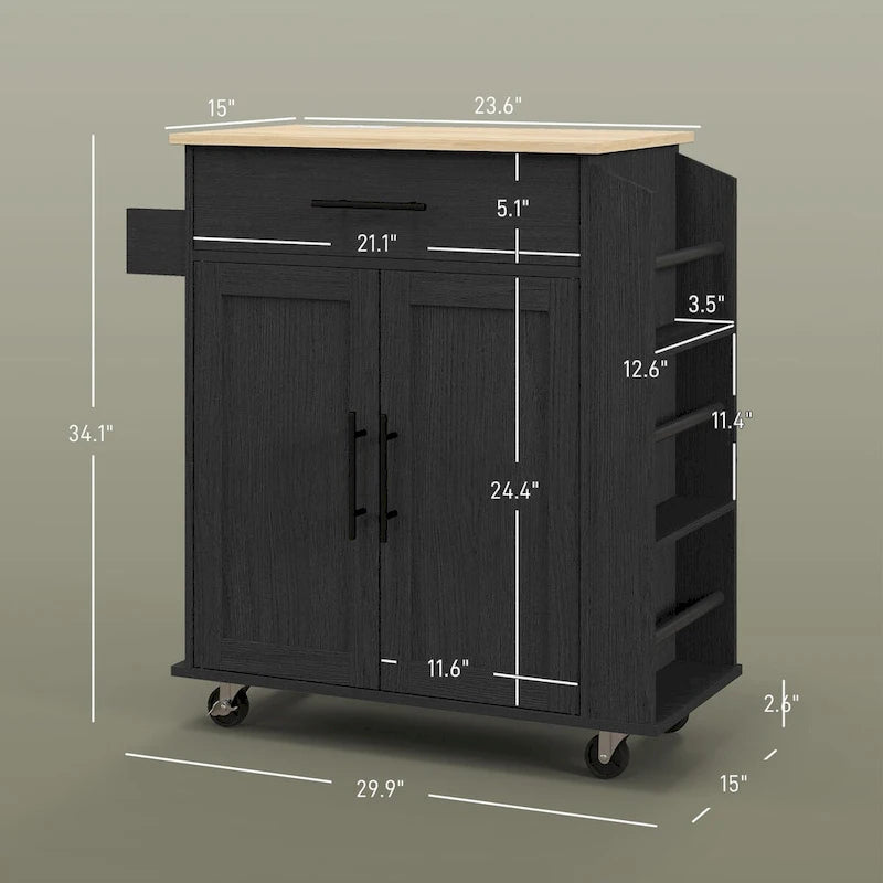 HOMCOM Îlot de cuisine avec rangement, Chariot de cuisine roulant avec prises CA et ports USB