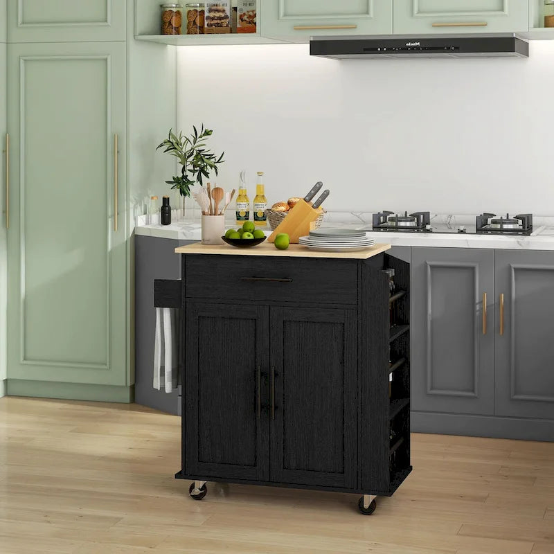 HOMCOM Îlot de cuisine avec rangement, Chariot de cuisine roulant avec prises CA et ports USB