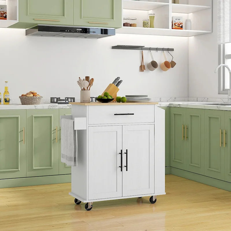 HOMCOM Îlot de cuisine avec rangement, Chariot de cuisine roulant avec prises CA et ports USB
