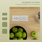HOMCOM Îlot de cuisine avec rangement, Chariot de cuisine roulant avec prises CA et ports USB