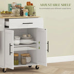 HOMCOM Îlot de cuisine avec rangement, Chariot de cuisine roulant avec prises CA et ports USB