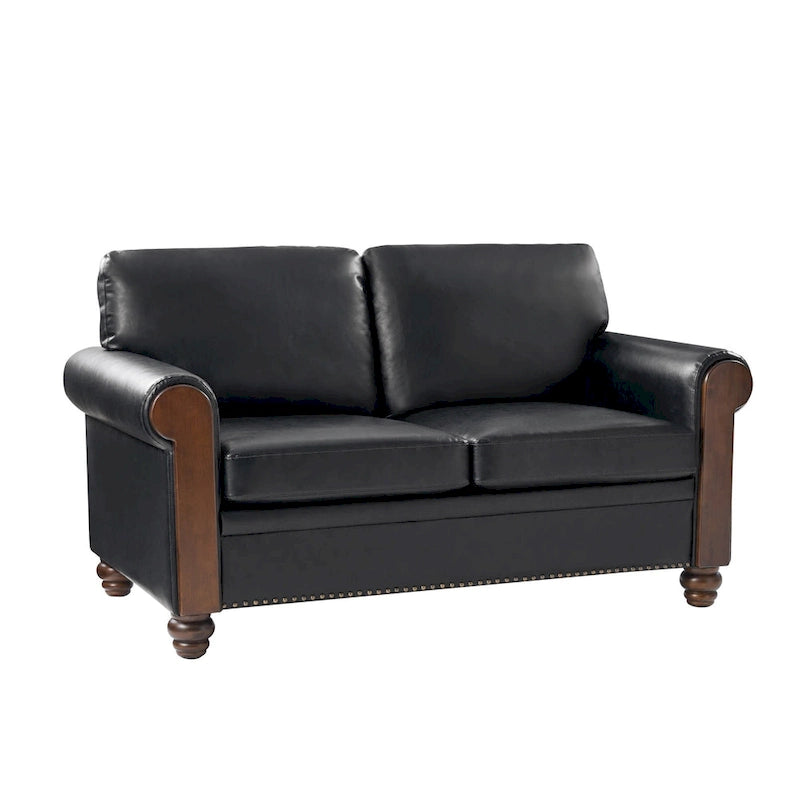 Canapé Hedda Transitional 149,86 cm en cuir avec pieds en bois massif par