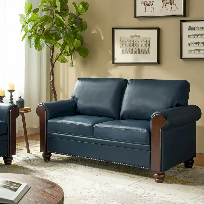 Canapé Hedda Transitional 149,86 cm en cuir avec pieds en bois massif par