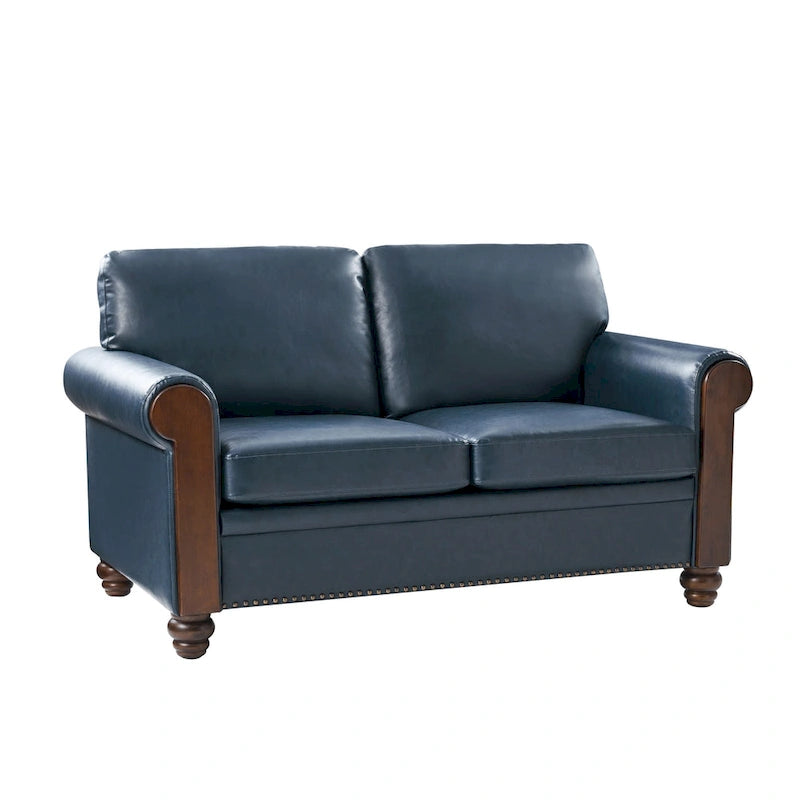 Canapé Hedda Transitional 149,86 cm en cuir avec pieds en bois massif par