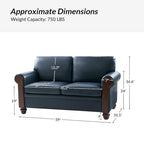 Canapé Hedda Transitional 149,86 cm en cuir avec pieds en bois massif par