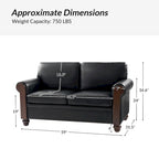 Canapé Hedda Transitional 149,86 cm en cuir avec pieds en bois massif par