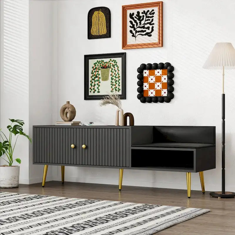 Banc de rangement pour chaussures moderne avec compartiment caché et coussin rembourré