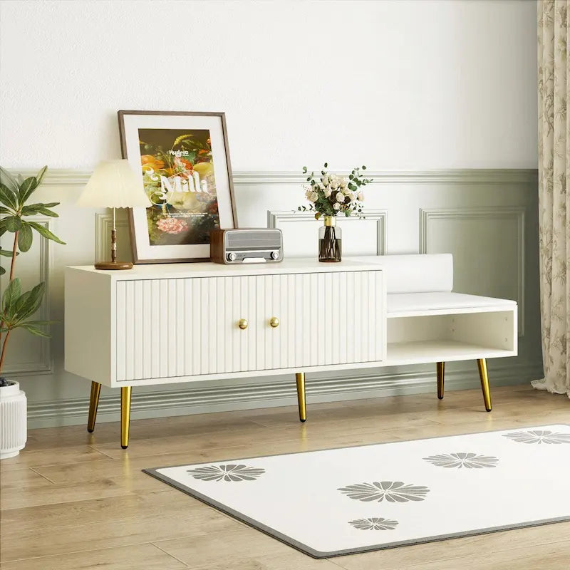 Banc de rangement pour chaussures moderne avec compartiment caché et coussin rembourré