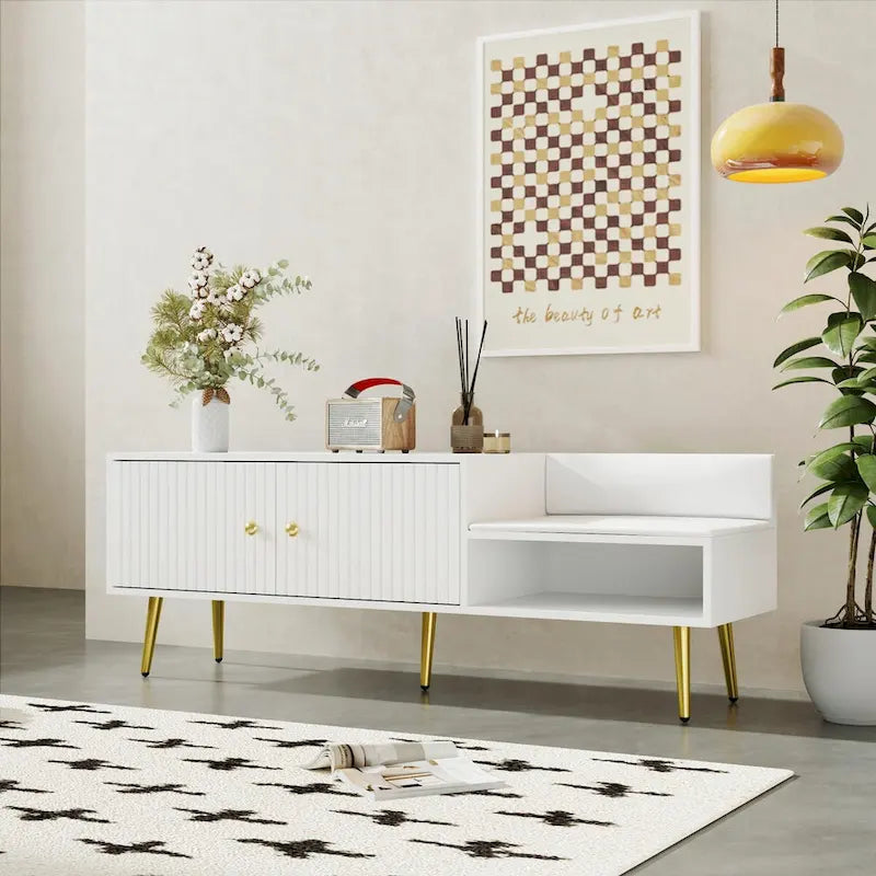Banc de rangement pour chaussures moderne avec compartiment caché et coussin rembourré
