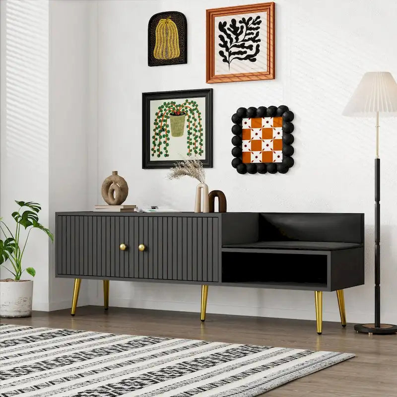 Banc de rangement pour chaussures moderne avec compartiment caché et coussin rembourré