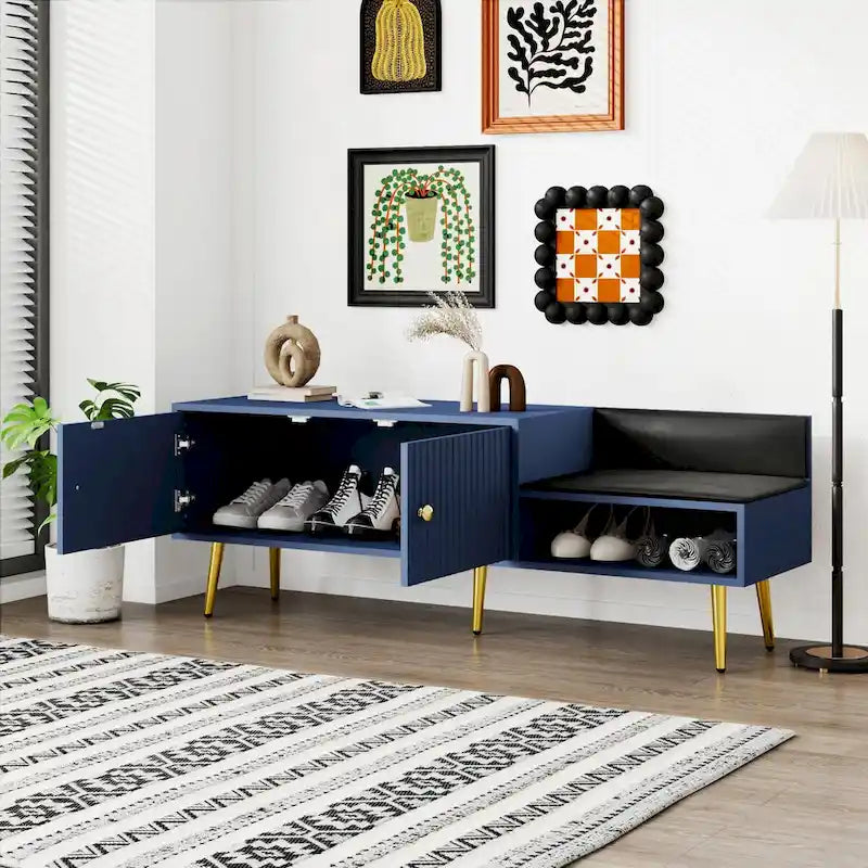 Banc de rangement pour chaussures moderne avec compartiment caché et coussin rembourré