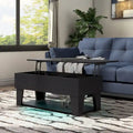 Table basse relevable moderne de 99 cm avec éclairage LED 16 couleurs et rangement dissimulé