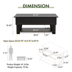 Table basse relevable moderne de 99 cm avec éclairage LED 16 couleurs et rangement dissimulé