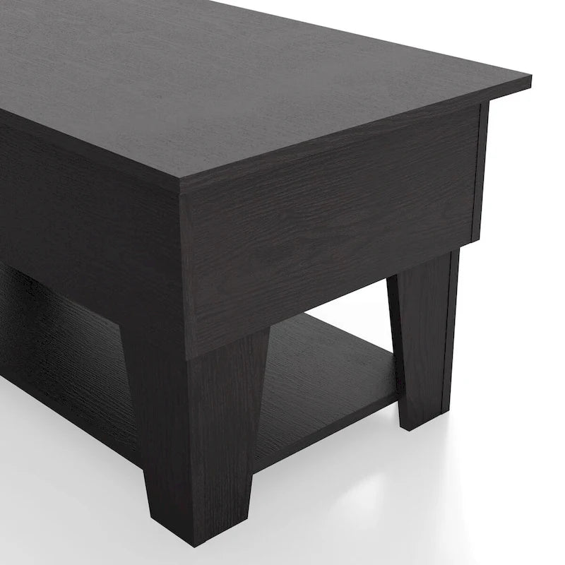 Table basse relevable moderne de 99 cm avec éclairage LED 16 couleurs et rangement dissimulé