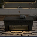 Table basse relevable moderne de 99 cm avec éclairage LED 16 couleurs et rangement dissimulé