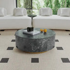Table basse ronde en faux marbre moderne avec 2 tiroirs, entièrement assemblée
