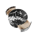 Table basse ronde en faux marbre moderne avec 2 tiroirs, entièrement assemblée