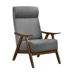 Fauteuil d'appoint Mary de 32 po, Lin polyester gris clair, Bois massif