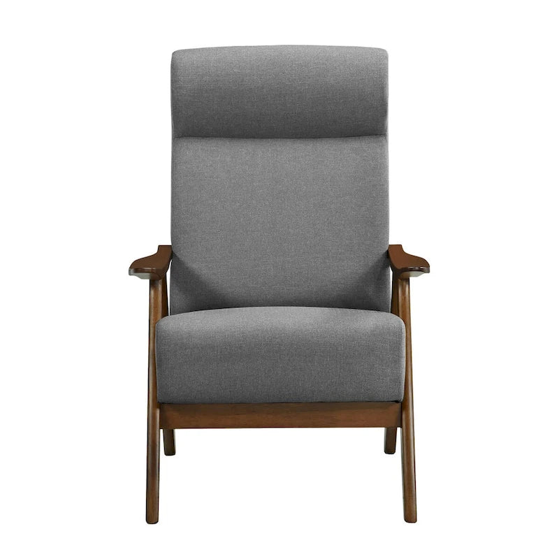 Fauteuil d'appoint Mary de 32 po, Lin polyester gris clair, Bois massif
