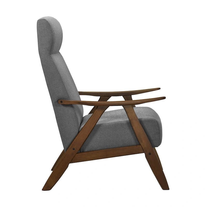 Fauteuil d'appoint Mary de 32 po, Lin polyester gris clair, Bois massif