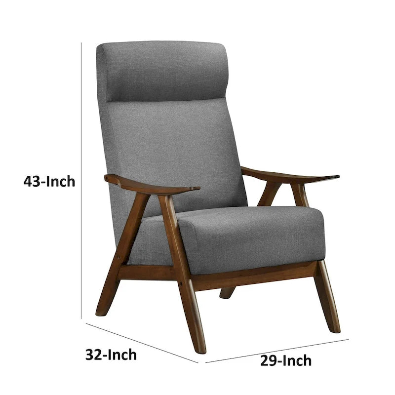 Fauteuil d'appoint Mary de 32 po, Lin polyester gris clair, Bois massif