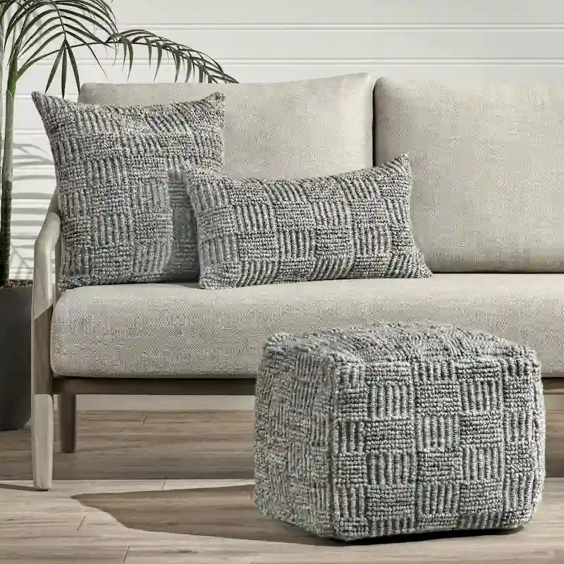 Pouf intérieur/extérieur en tissu recyclé Shades 18