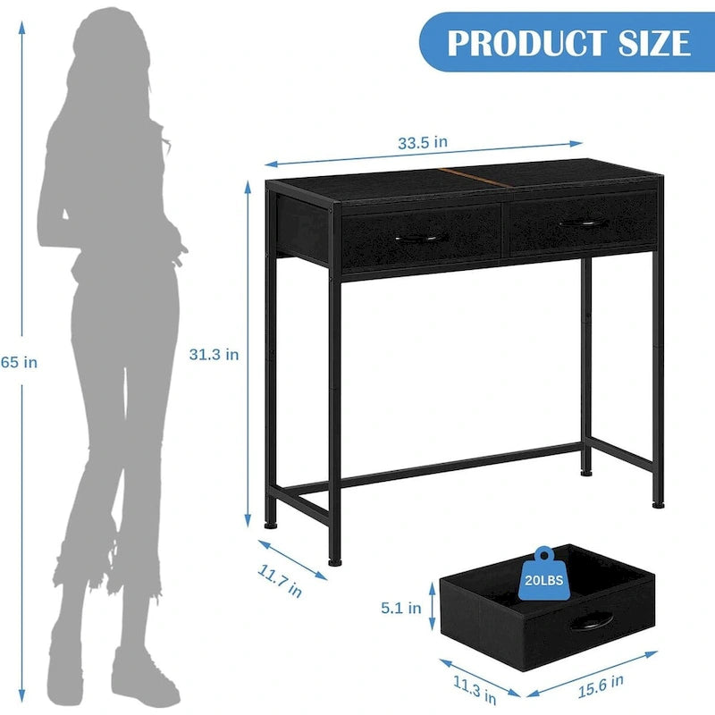 33.5 Table console étroite moderne avec tiroirs