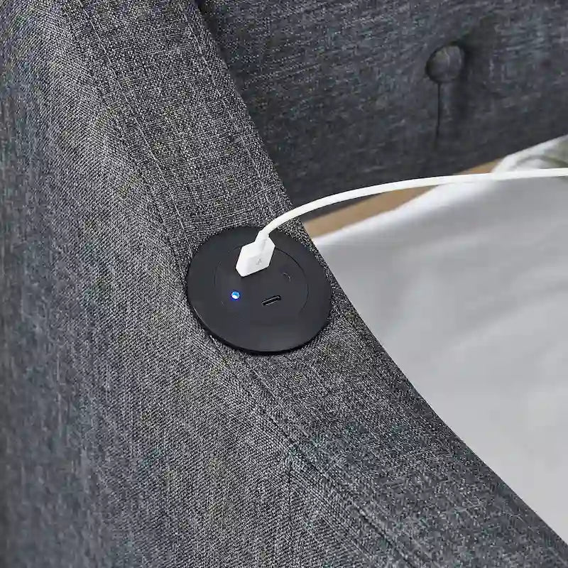 Lit de repos rembourré simple avec lit gigogne relevable simple et ports de recharge USB