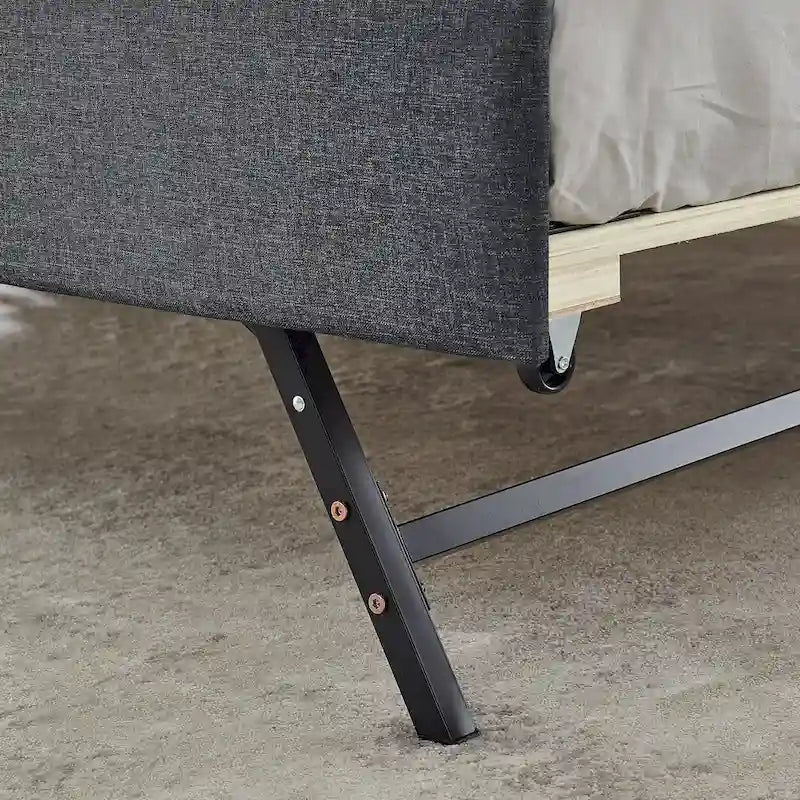 Lit de repos rembourré simple avec lit gigogne relevable simple et ports de recharge USB