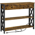 Table console Yaheetech vintage en bois avec prise, table d'appoint pour canapé avec 1 tiroir et 2 étagères ouvertes