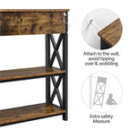 Table console Yaheetech vintage en bois avec prise, table d'appoint pour canapé avec 1 tiroir et 2 étagères ouvertes