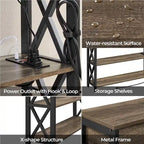 Table console Yaheetech vintage en bois avec prise, table d'appoint pour canapé avec 1 tiroir et 2 étagères ouvertes