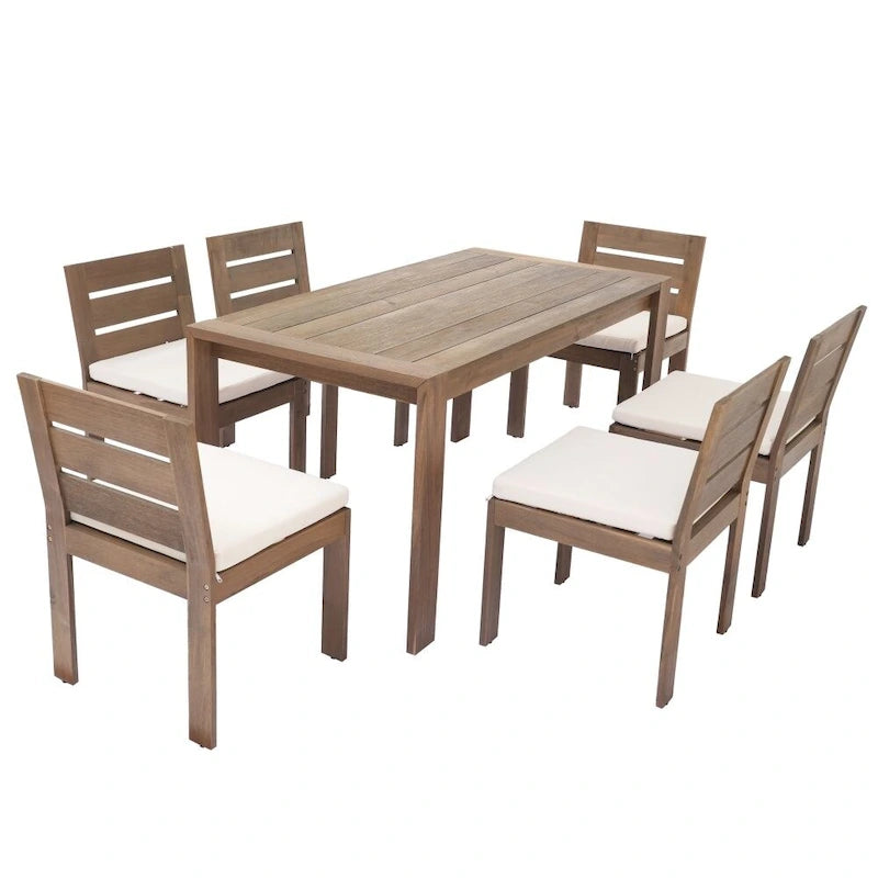 Ensemble repas d'extérieur 7 pièces en bois d'acacia, idéal pour la terrasse