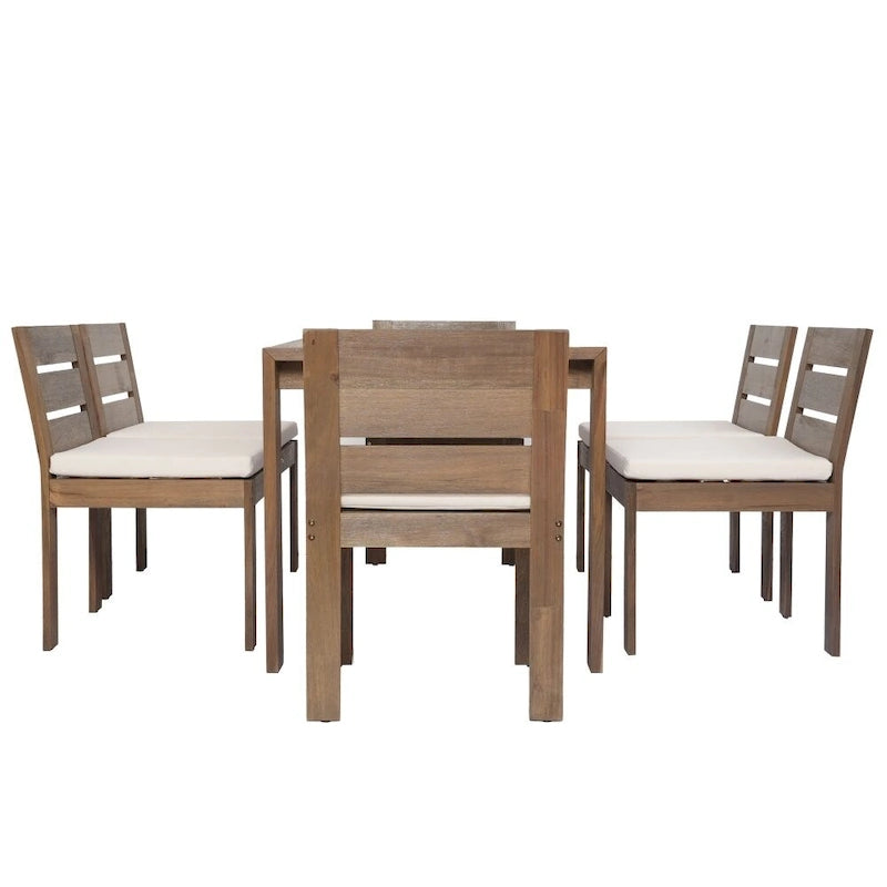 Ensemble repas d'extérieur 7 pièces en bois d'acacia, idéal pour la terrasse