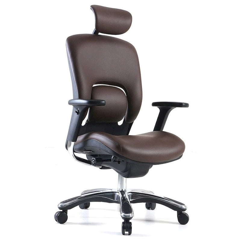  Ergolux Genuine Leather Executive Office Chair with Lumbar Support