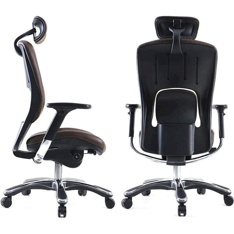 Fauteuil de bureau de direction Ergolux en cuir véritable avec support lombaire