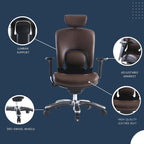 Fauteuil de bureau de direction Ergolux en cuir véritable avec support lombaire