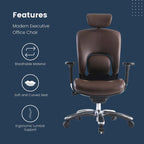 Fauteuil de bureau de direction Ergolux en cuir véritable avec support lombaire