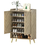 Anmytek Meuble à chaussures moderne pour entrée 20 paires, étagère à chaussures 6 niveaux avec portes et étagères réglables