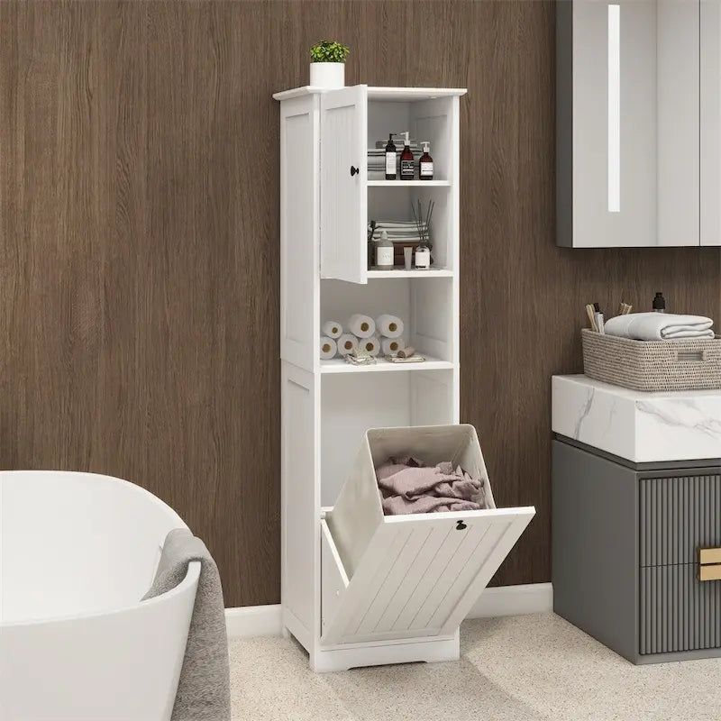 Meuble de tri de linge inclinable à une porte et un compartiment
